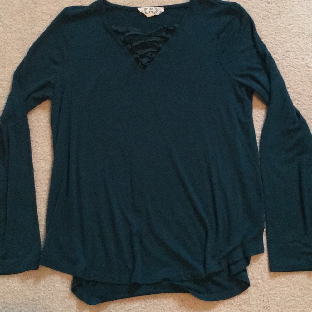 Emerald Criss Cross Long Sleeve